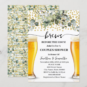 Invitation Végétation Gold Brews Avant de faire Couples Douch