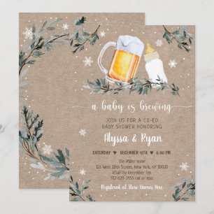 Invitation Végétation hivernale Bébé brasse Baby shower