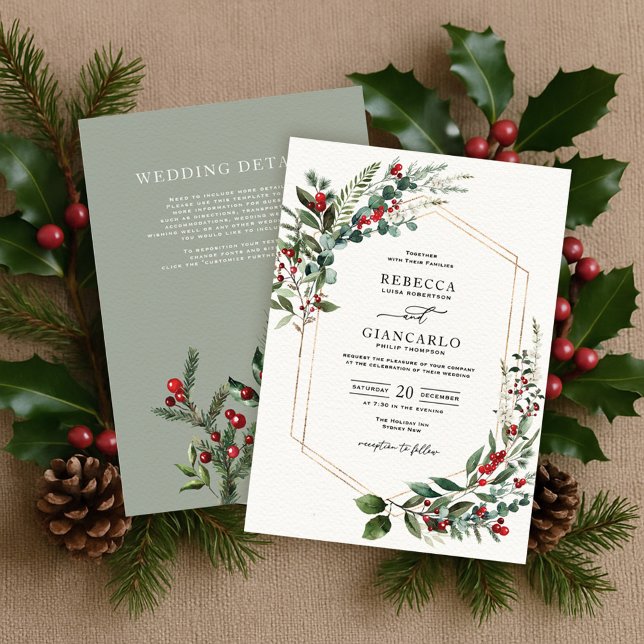 Invitation Végétation hivernale moderne Berries Mariage de No (Créateur téléchargé)