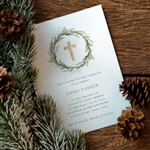 Invitation Végétation hivernale rustique Wreath Première comm