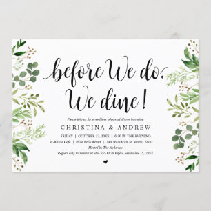 Invitation Végétation Moderne, Dîner de Répétition de Mariage