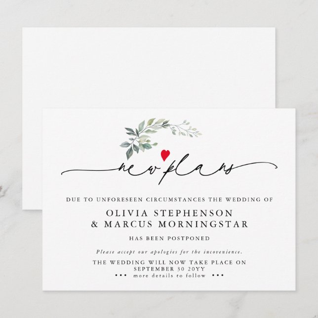 Invitation Végétation Moderne Reportée Événement Nouveaux Pla (Devant / Derrière)