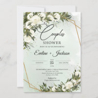 Végétation olive roses blanches or cadre couples