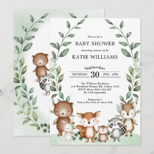 Invitation Végétation simple Baby shower animal forestier for