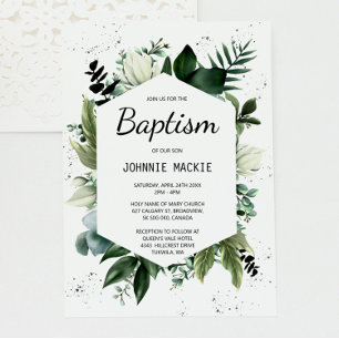 Invitation Végétation tropicale Baptême encadré