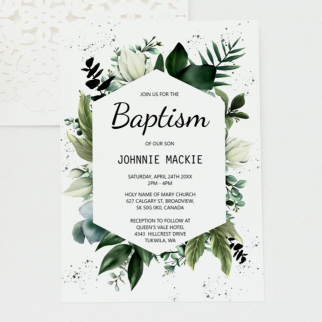 Invitation Végétation tropicale Baptême encadré (Créateur téléchargé)