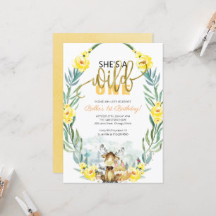 Invitation Végéty Woodland She's A Wild One First Birthday