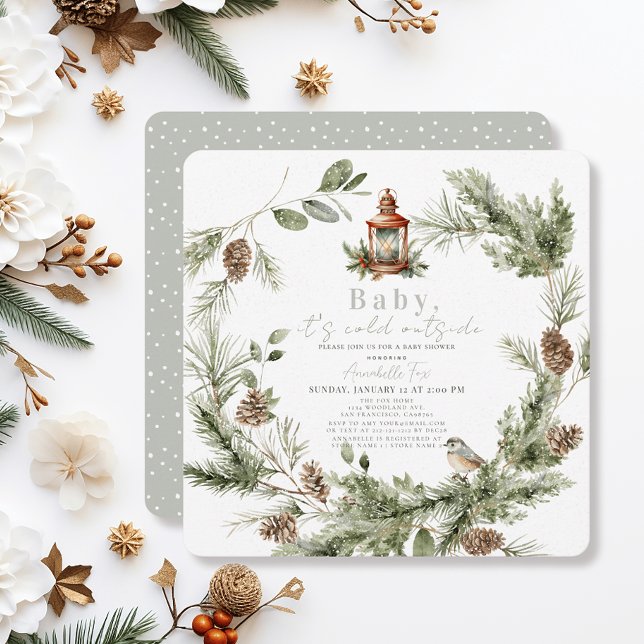 Invitation Végéty Wreath Baby Il fait froid à l'extérieur du  (Créateur téléchargé)