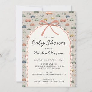 Invitation Véhicules Anciens Voiture Vélo Baby Shower