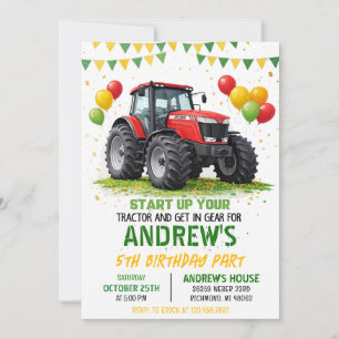 Invitation Véhicules de ferme tracteurs modernes personnels A
