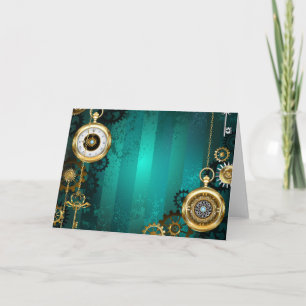 Invitation Veille bijoux Steampunk sur un Arrière - plan vert
