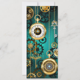 Invitation Veille bijoux Steampunk sur un Arrière - plan vert