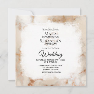 Invitation *~* Veines en marbre d'or artistique AR2 Mariage