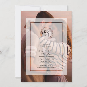 Invitation Vellum blanc transparent Initiales Mariage Photo
