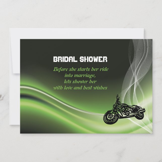 Invitation Vélo de route vert/moto mariage douche nuptiale (Devant)