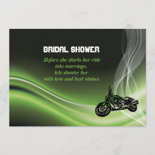 Invitation Vélo de route vert/moto mariage douche nuptiale