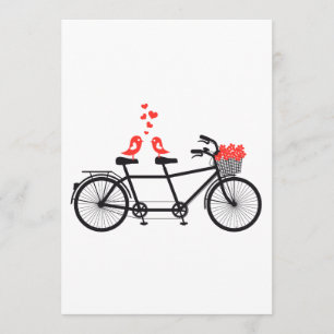 Invitation vélo tandem avec de mignons oiseaux d'a