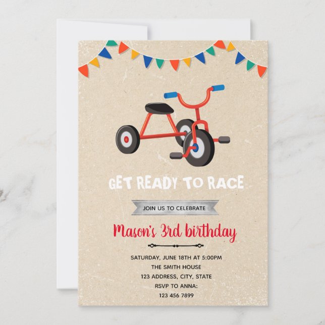 Invitation vélo tricycle vintage (Devant)