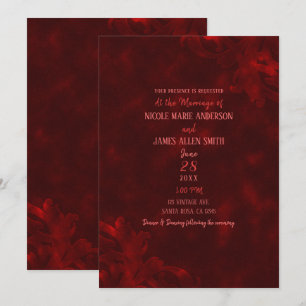 Invitation Velours Rouge Élégant Vintage Glamour Mariage