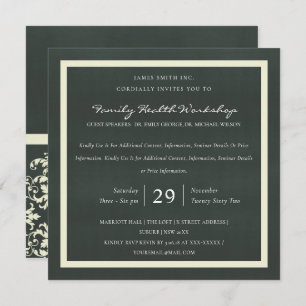 INVITATION VELVET BLANC BLACK DAMASK ÉVÉNEMENT CLASSIQUE D'AT