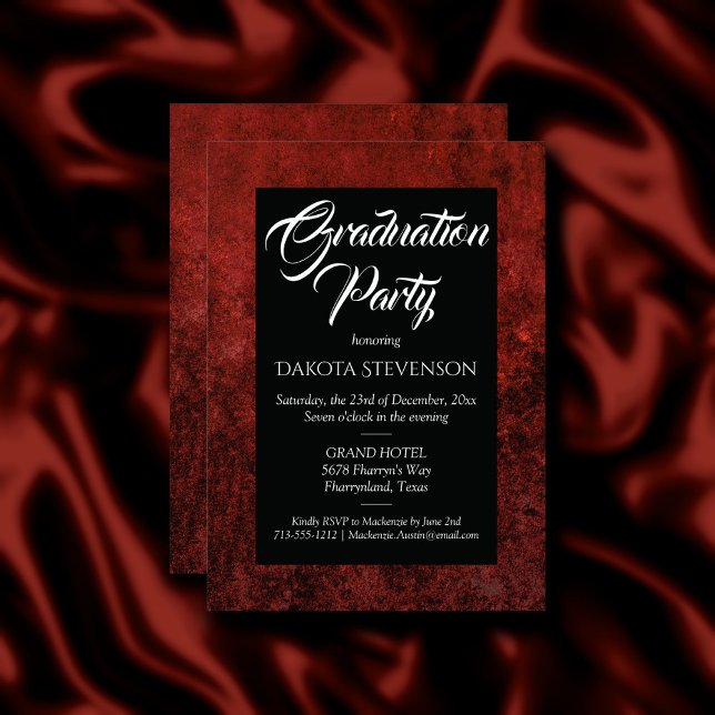 Invitation Velvet Grad | Ruby Red Jewel Tone Graduation Party (Créateur téléchargé)
