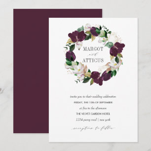 Invitation Velvet Magnolia et ivoire mariage de couronne de f
