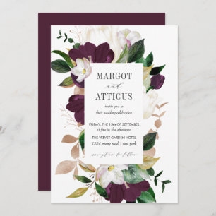 Invitation Velvet Magnolia et mariage géométrique de fleurs d