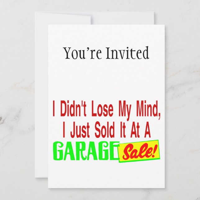 Invitation Vendu Mon Esprit À La Vente De Garage (Devant)