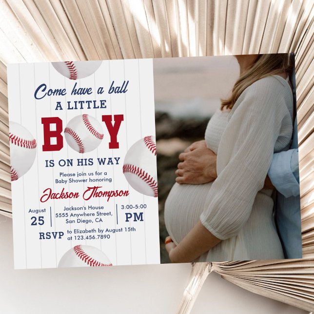 Invitation Venez Avoir Un Ball Baseball Baby shower Photo (Créateur téléchargé)