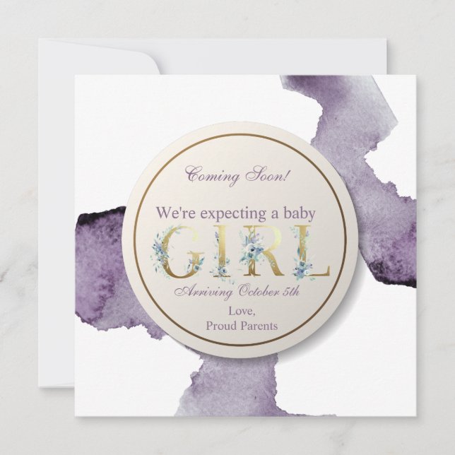 Invitation Venez bientôt aquarelle florale de bébé (Devant)