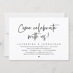 Invitation Venez célébrer avec nous, Mariage Elopement Brunch