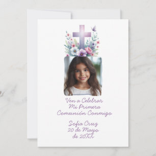 Invitation Venez Célébrer Ma Première Communion avec Photo Fl