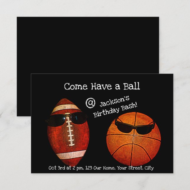 Invitation Venez faire un bal, un anniversaire sportif (Devant / Derrière)