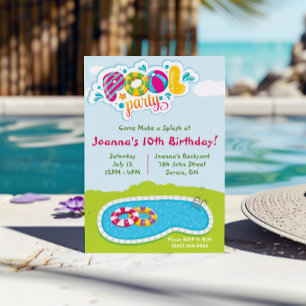 Invitation Venez faire un splash ! Fête d'anniversaire de la