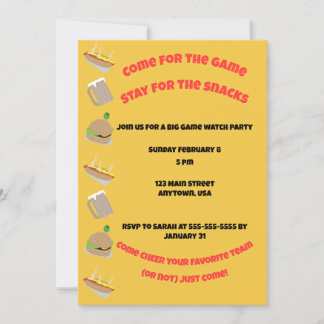 Invitation Venez pour le jeu, restez pour les collations Invi