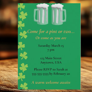 Invitation Venez pour une pinte ou venez comme vous êtes