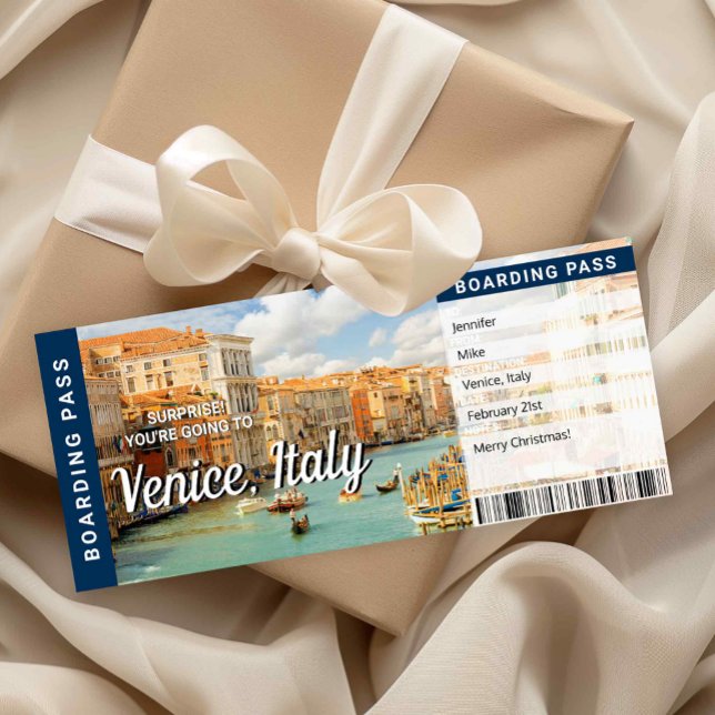 Invitation Venice Italy Trip Surprise Boarding Pass Card (Venice Italy Trip Surprise Boarding Pass Card)