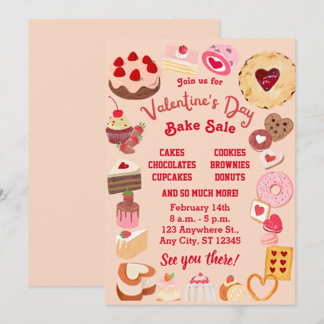Invitation Vente de pain Valentine Circulaire, Saint Valentin (Devant / Derrière)