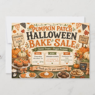 Invitation Vente de pâtisseries de la citrouille d'automne Ha