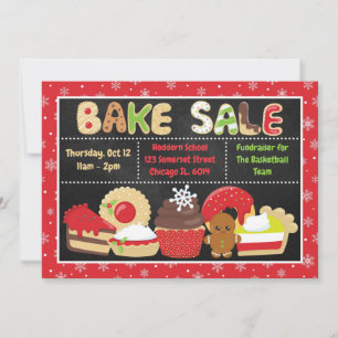 Invitation Vente de pâtisseries de Noël festive à l'école