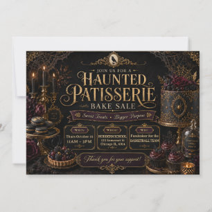 Invitation Vente de pâtisseries hantées d'Halloween