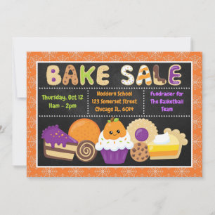 Invitation Vente de pâtisseries scolaires d'Halloween adorabl