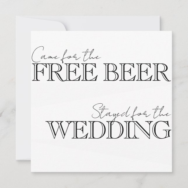 Invitation Venu pour la bière gratuite, séjourné pour la mari (Devant)