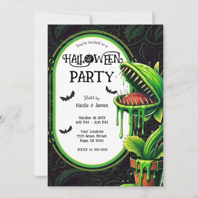 Invitation Vénus Flytrap Green Slime Halloween Party (Devant)