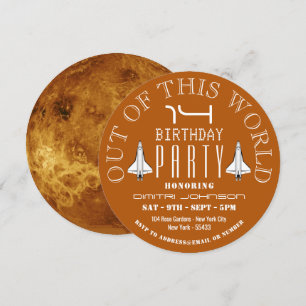 Invitation Vénus, navette spatiale fête d'anniversaire