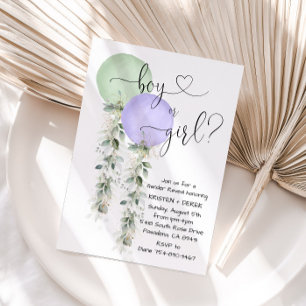 Invitation Verdure Aquarelle Ballons Genre Reveal Invitat