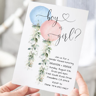 Invitation Verdure Aquarelle Ballons Genre Reveal Invitat