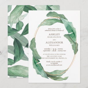 Invitation Verdure aquarelle. Dîner de répétition tropicale