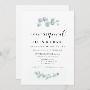 Invitation Verdure aquarelle Renouvellement de Vow Mariage