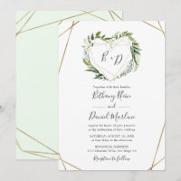 Verdure avec Mariage de cadre de coeur géométrique